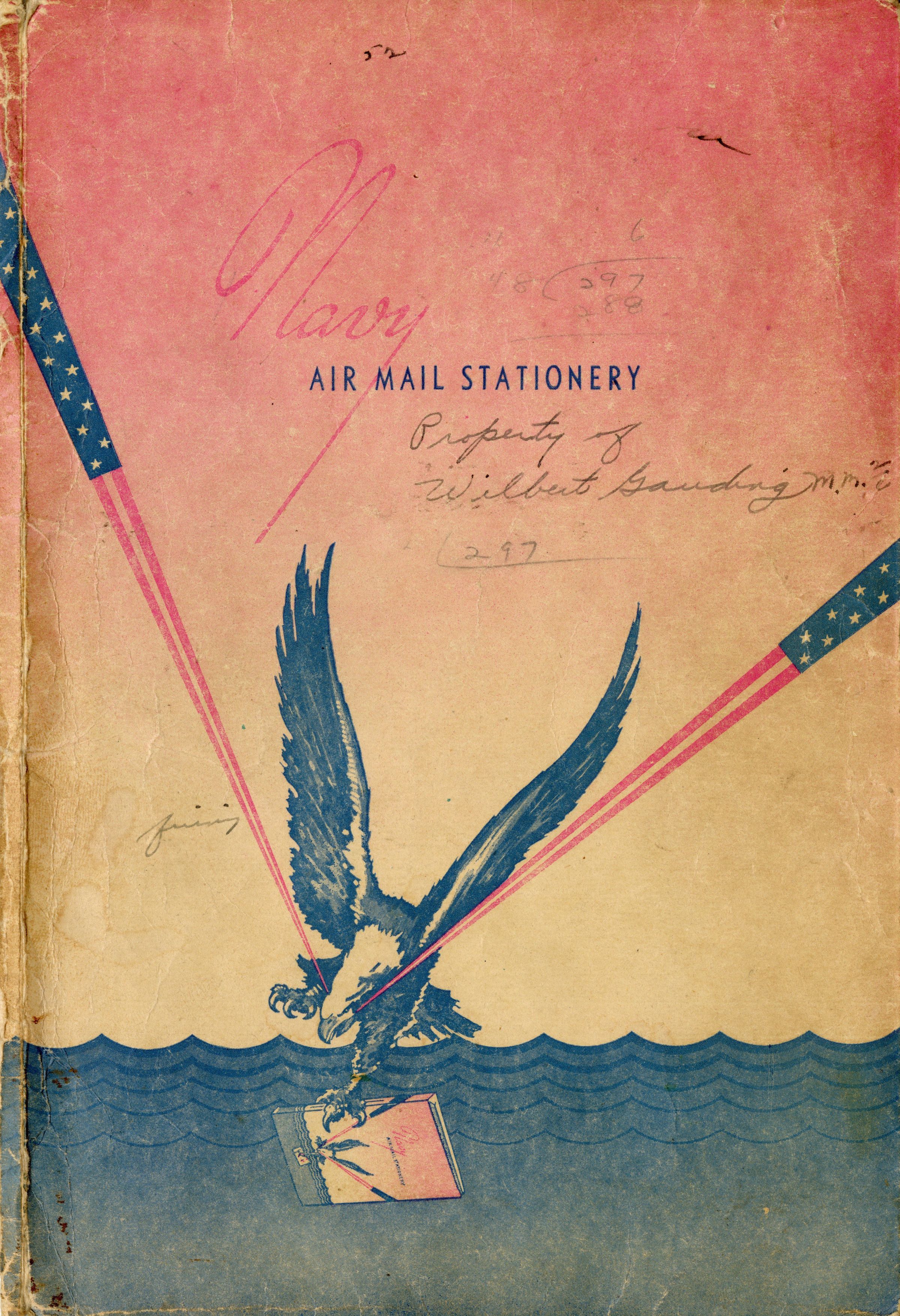 Primary Image of Navy Air Mail Stationery kit with Aloha Hawaii postcard