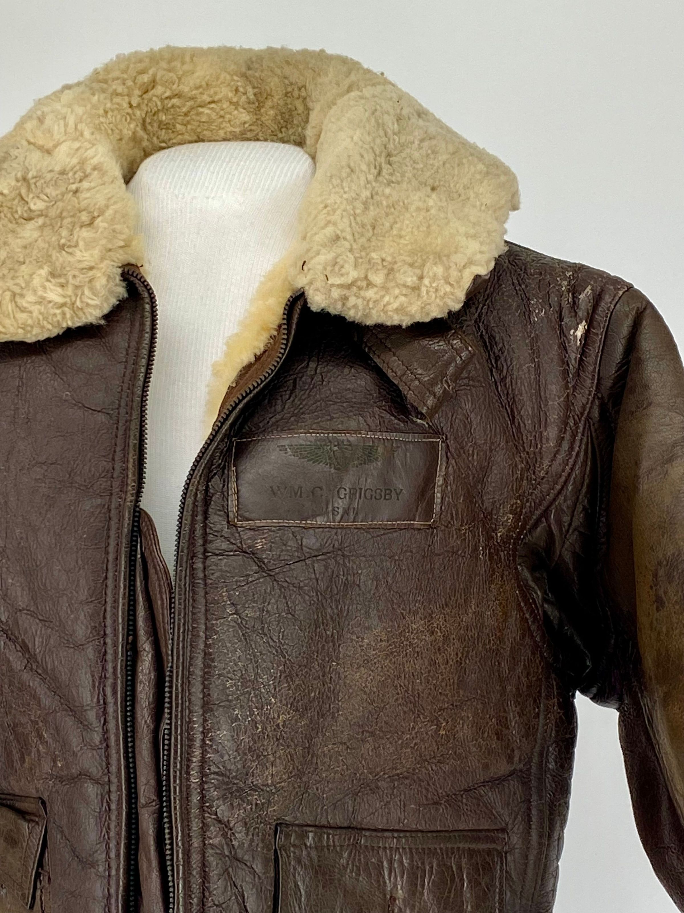 Primary Image of Navy Leather Winter Flight Suit Jacket