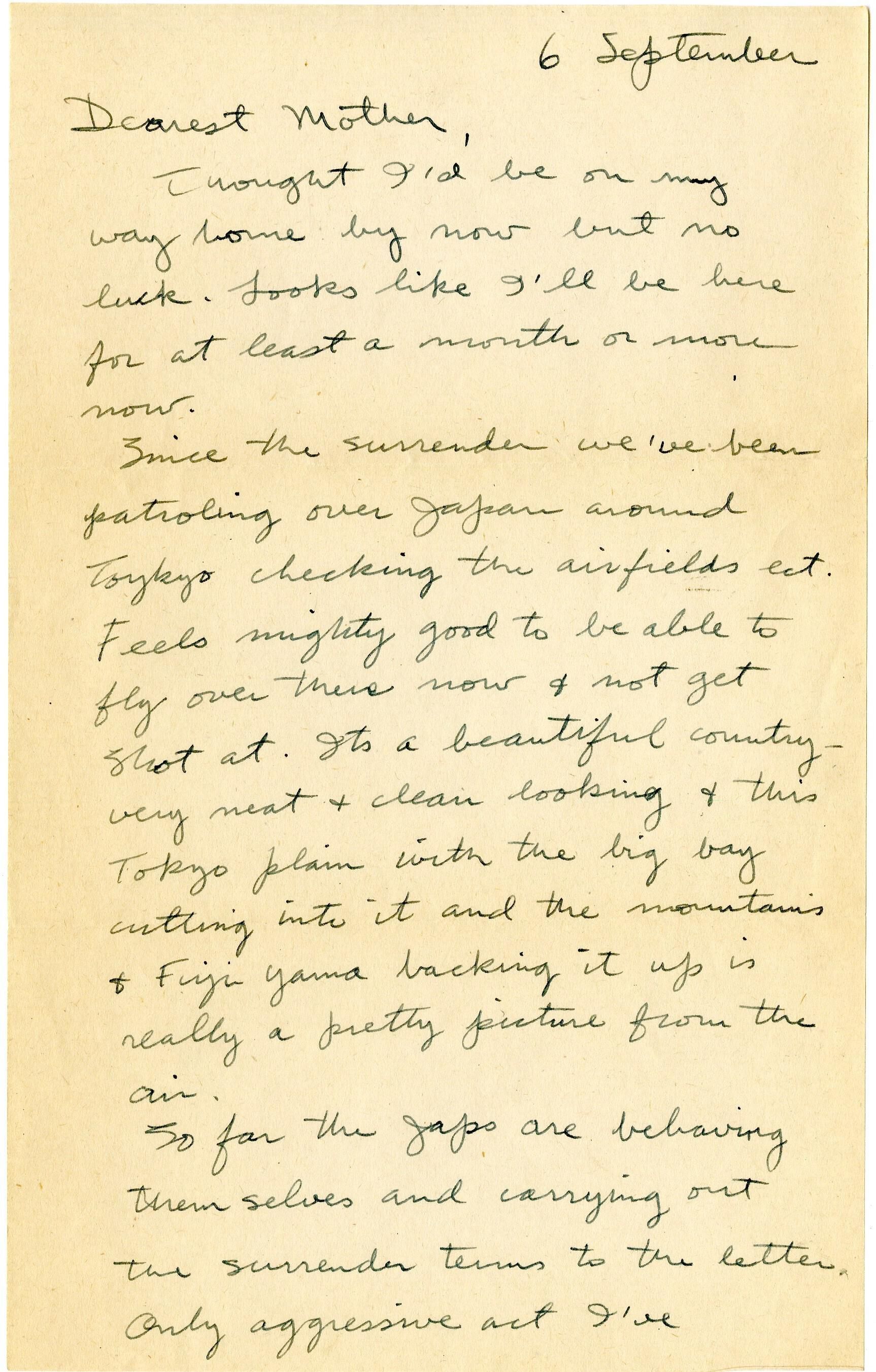 Primary Image of Letter from Lt. Gerald Hennesy to his Mother Dated September 6, 1945