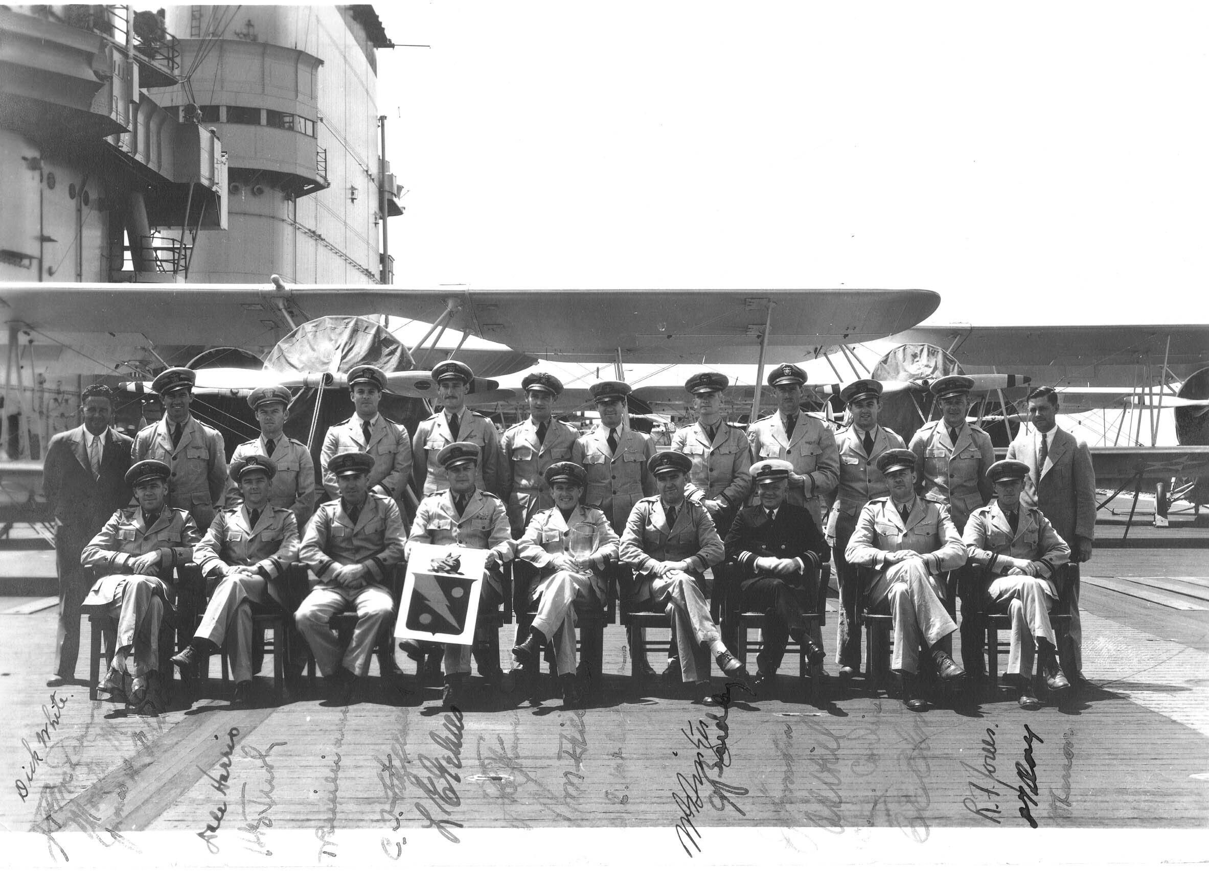 Primary Image of Fighting Squadron Five on the Flightdeck of an Unidentified Aircraft Carrier