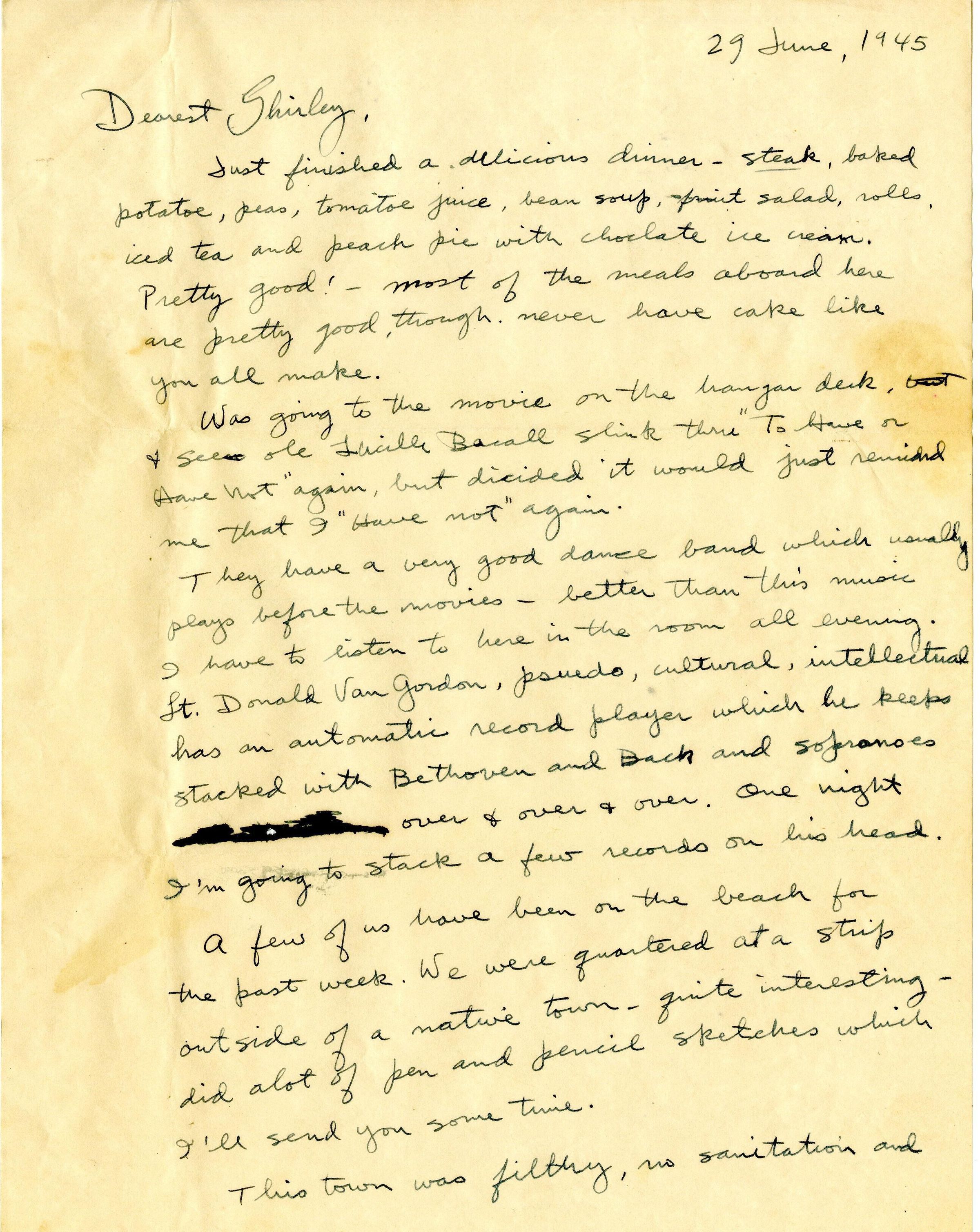 Primary Image of Letter from Lt. Gerald Hennesy to His Sister Dated June 29, 1945