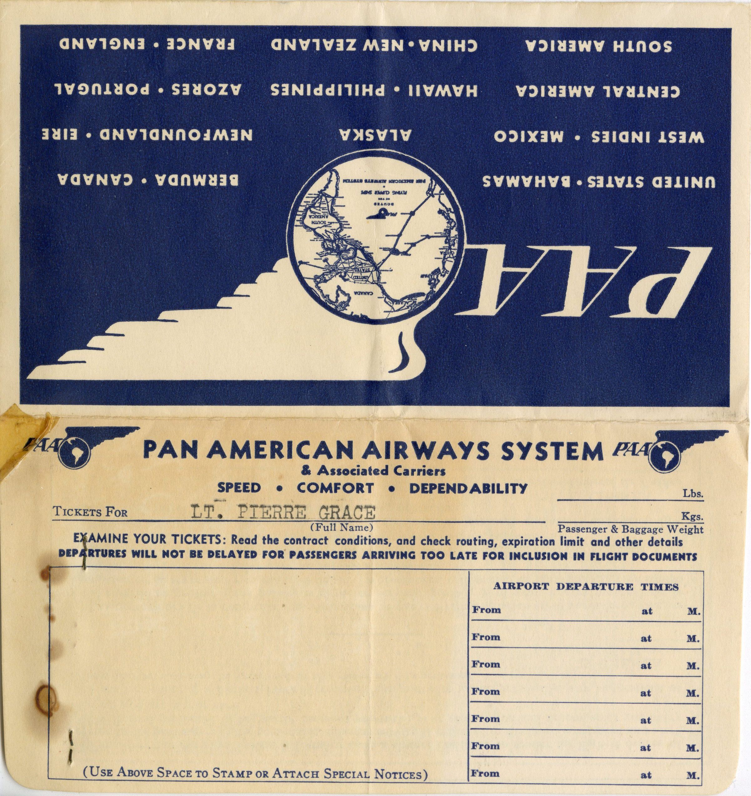 Primary Image of The Pan American Airways Tickets and Luggage Tags of Pierre Grace
