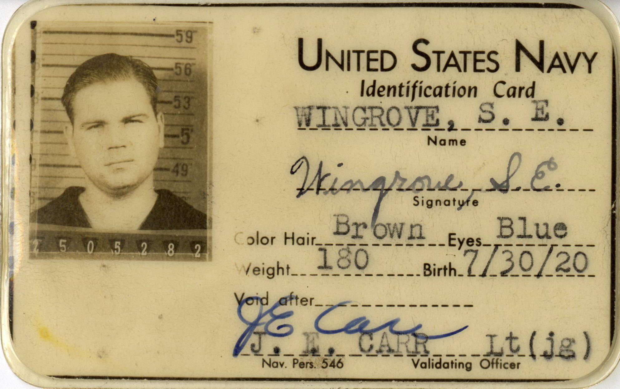 Primary Image of United States Navy Identification Card for Samuel Wingrove