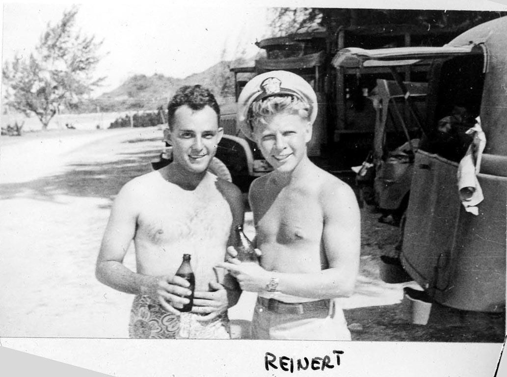 Primary Image of Two Members of VF-1 Squadron Drinking Beers While on Shore Leave