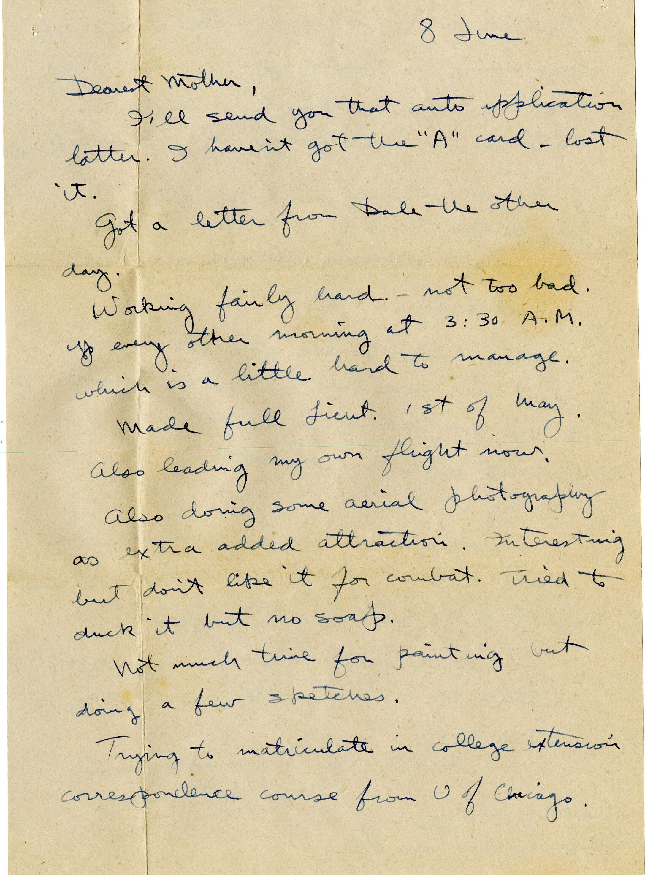 Primary Image of Letter from Lt. Gerald Hennesy to His Mother Dated June 8, 1945