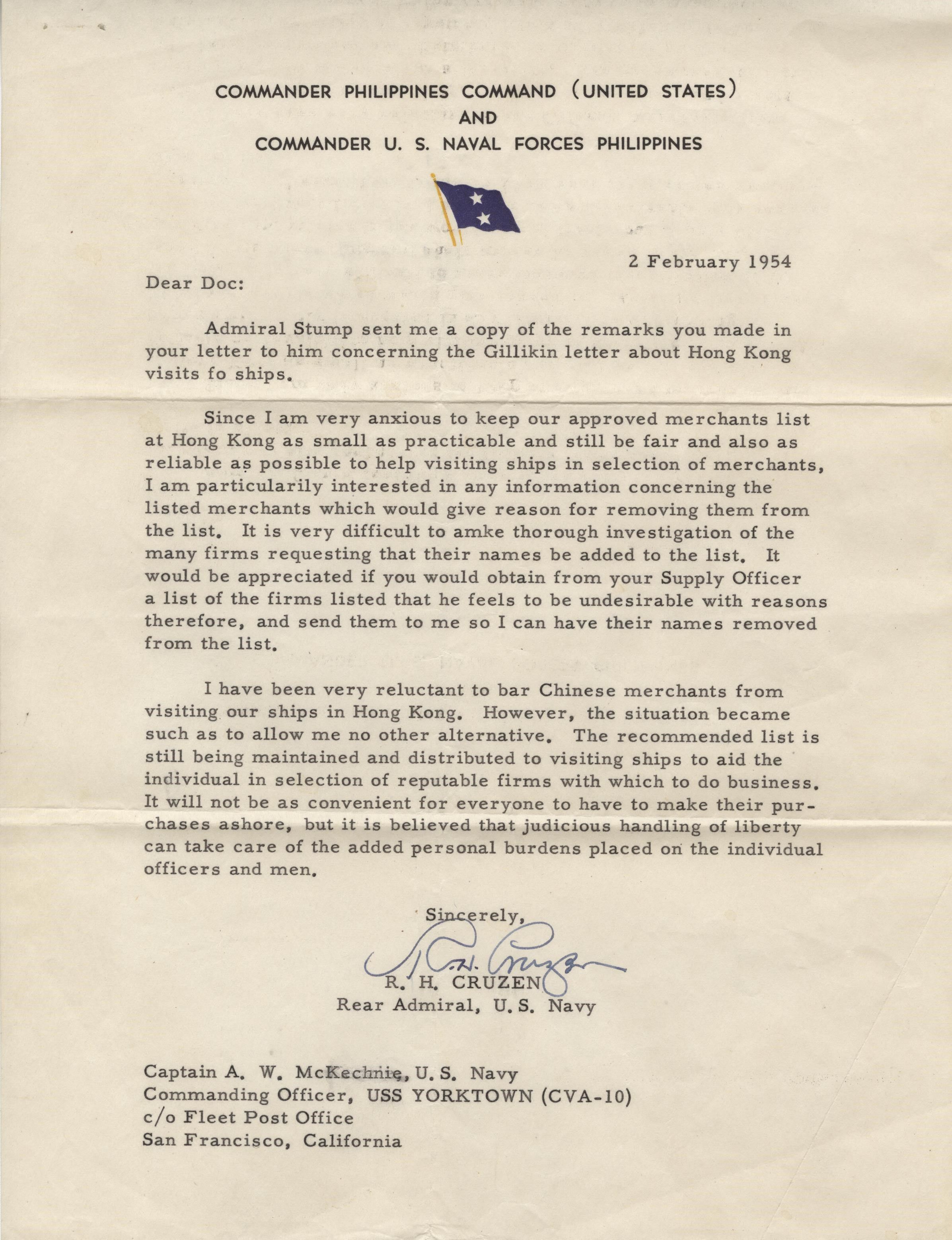 Primary Image of Letter From Richard H. Cruzen to Arnold W. McKechnie Dated February 2, 1954