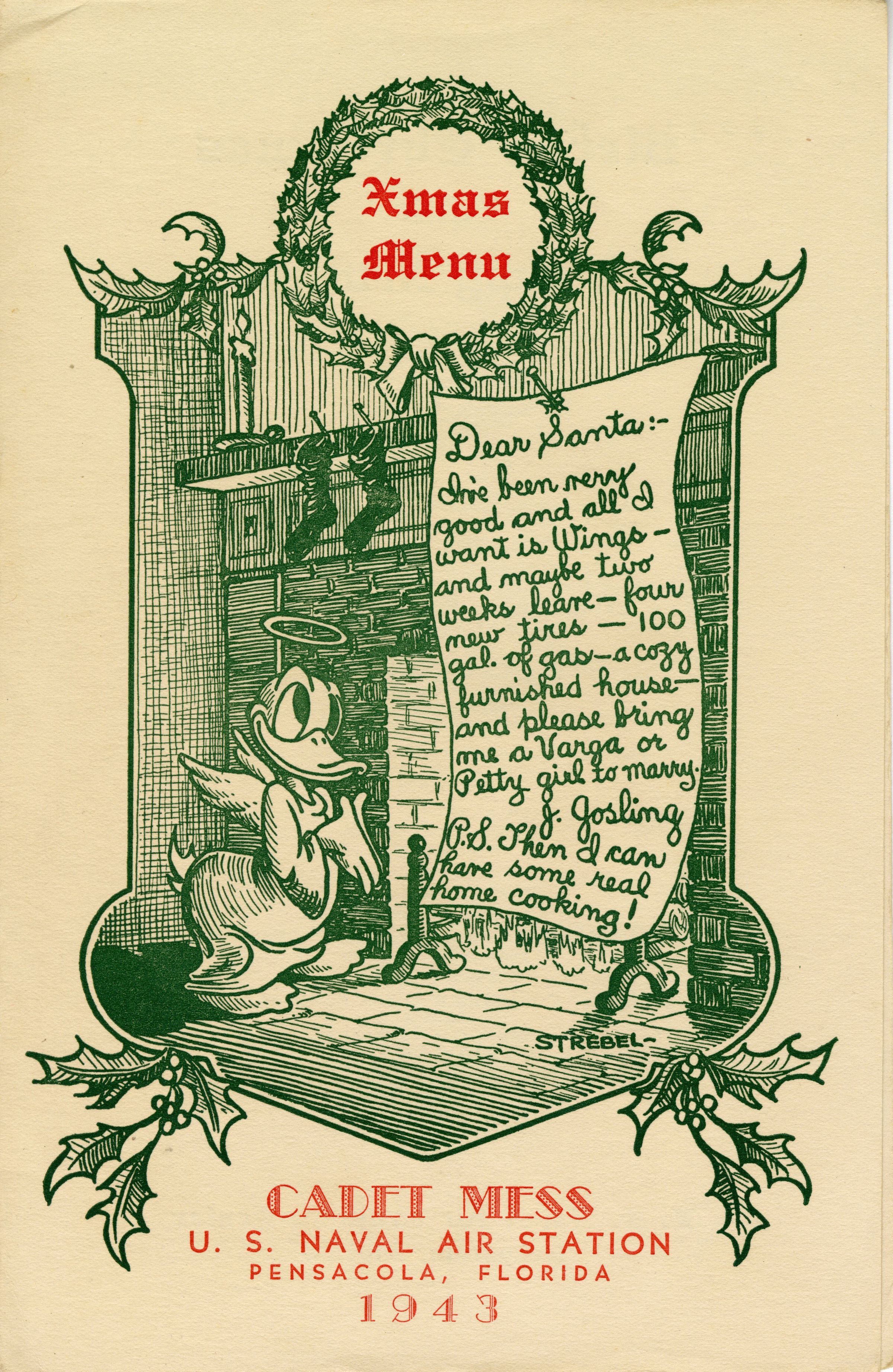 Primary Image of Aviation Cadet Mess Christmas Menu, 1943