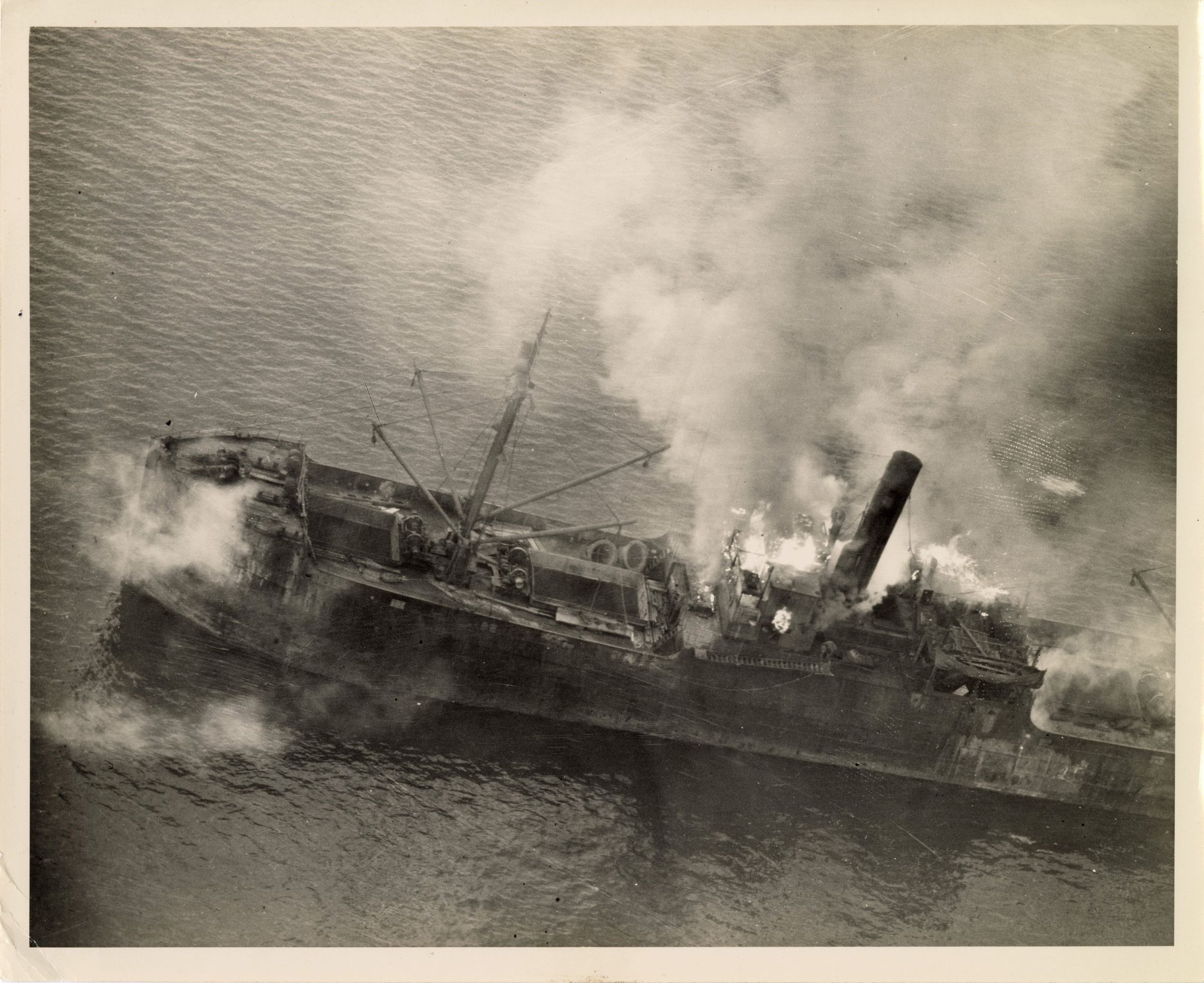 Primary Image of Japanese Freighter Under Attack