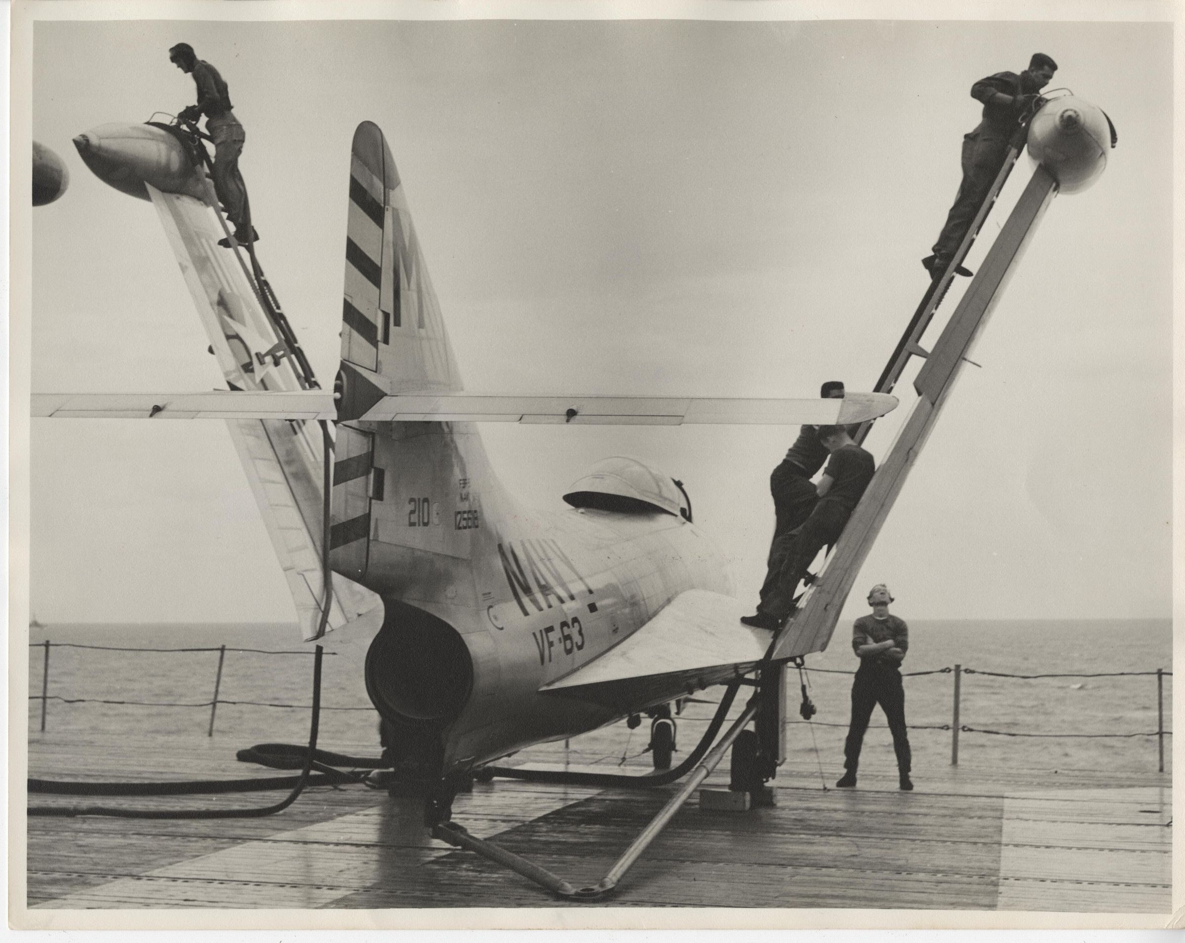 Primary Image of Refueling a F9F Panther on the Flight Deck of the USS Yorktown (CVA-10)