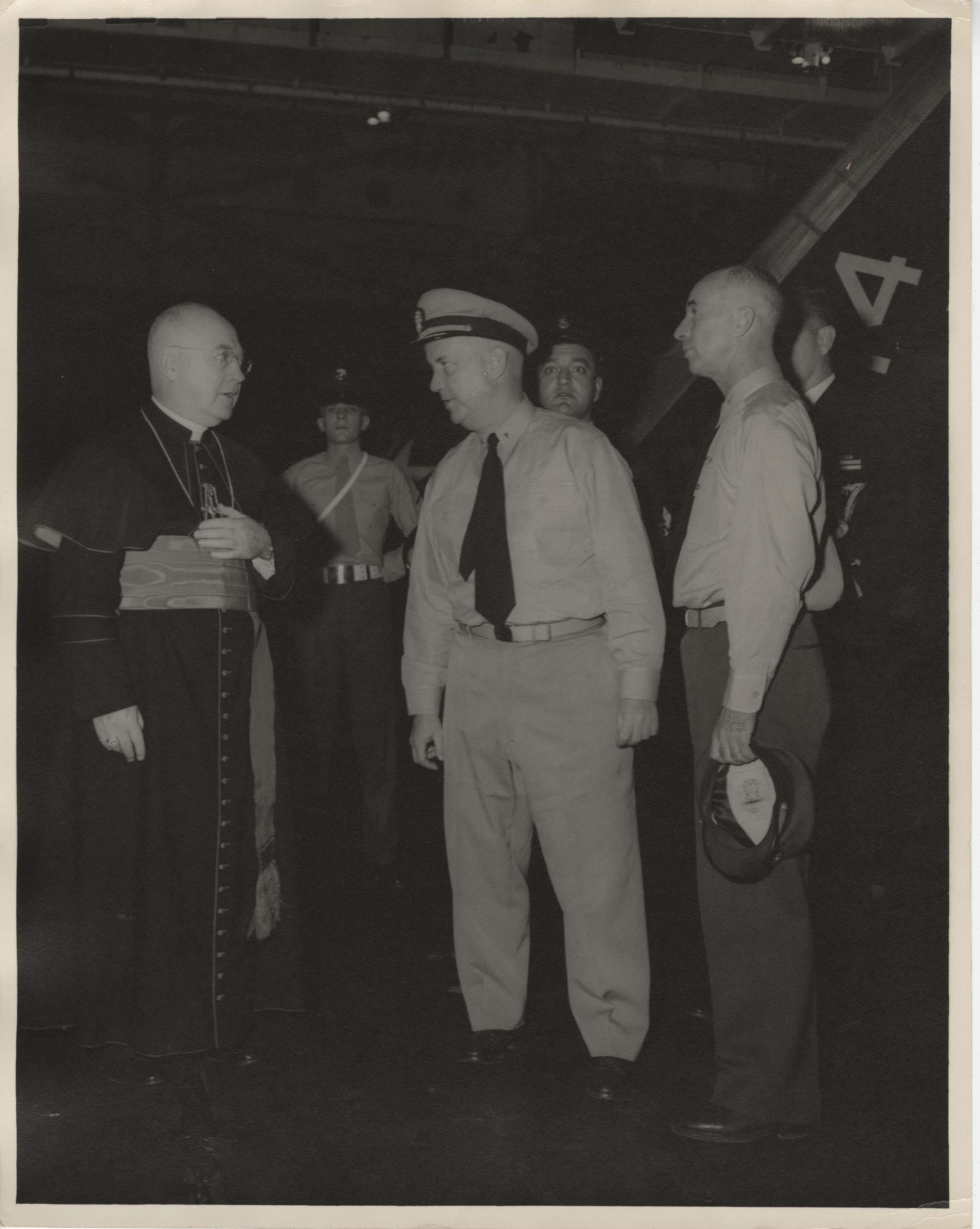 Primary Image of Captain McKechnie Speaking with Cardinal Francis Spellman