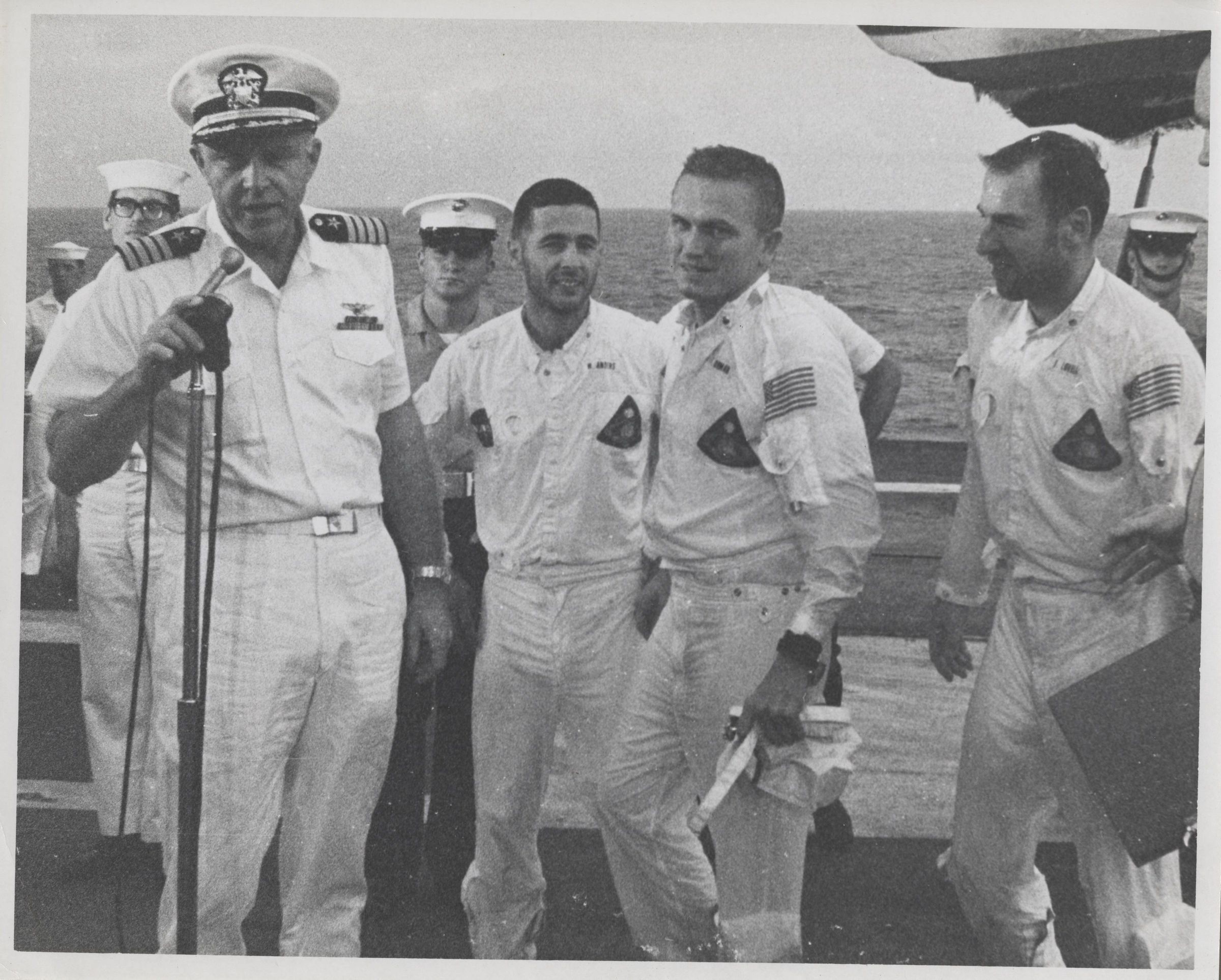 Primary Image of Captain John Fifield Addresses The Yorktown's Crew Following the Recovery of Apollo 8