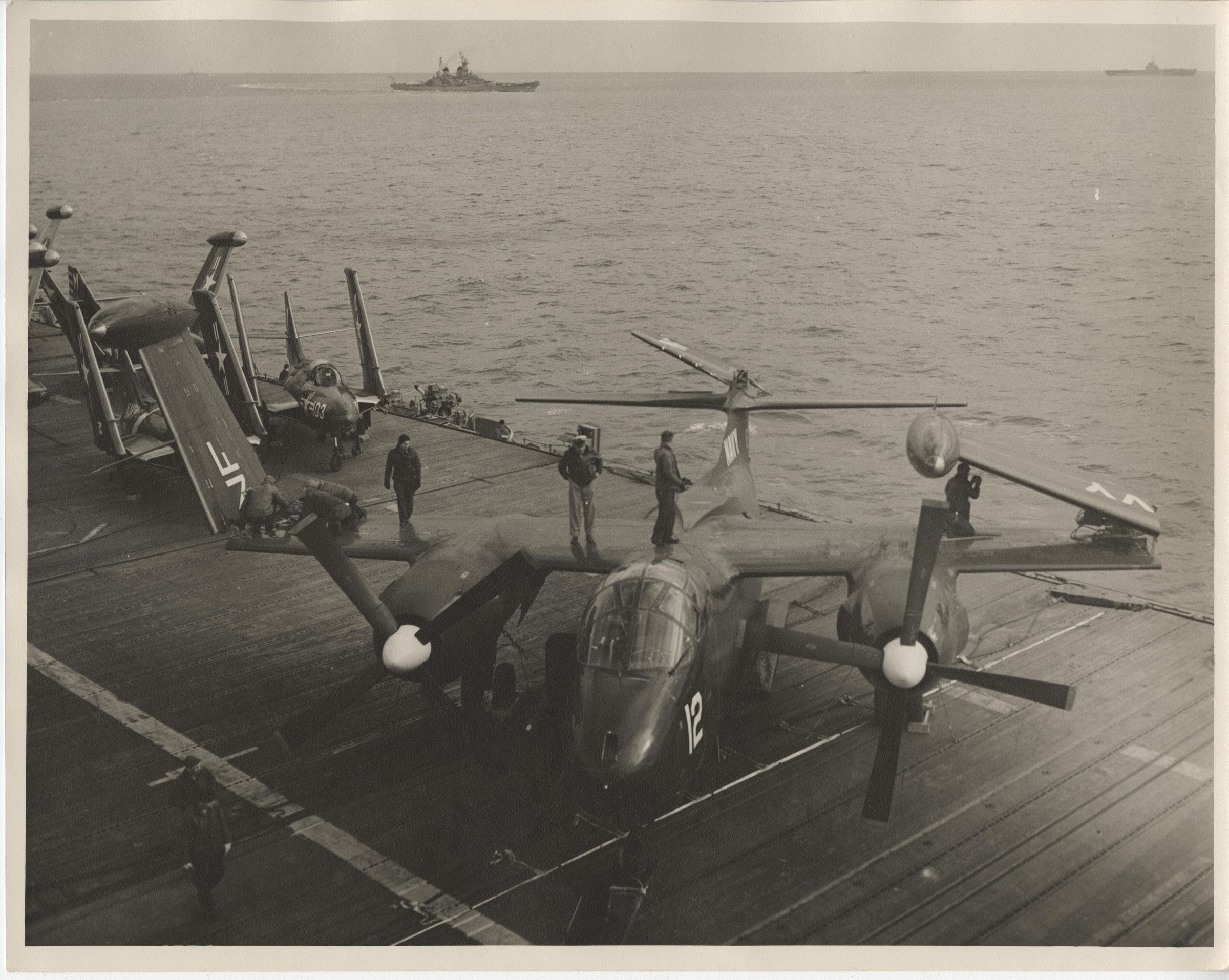 Primary Image of AJ (A-2) Savage on the Flight Deck of the USS Yorktown (CVA-10)