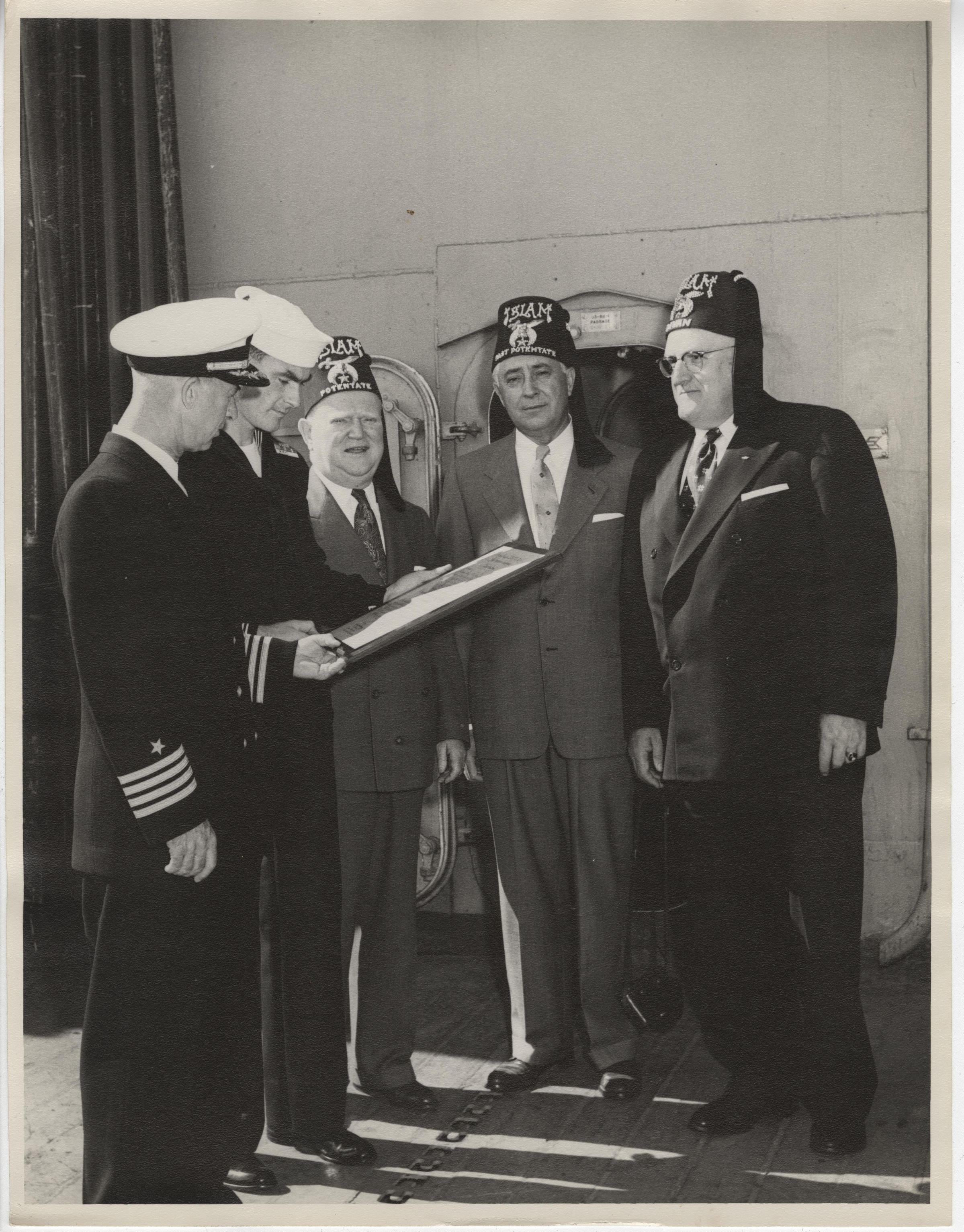 Primary Image of The Shriners Present the USS Yorktown (CVA-10) a Plaque