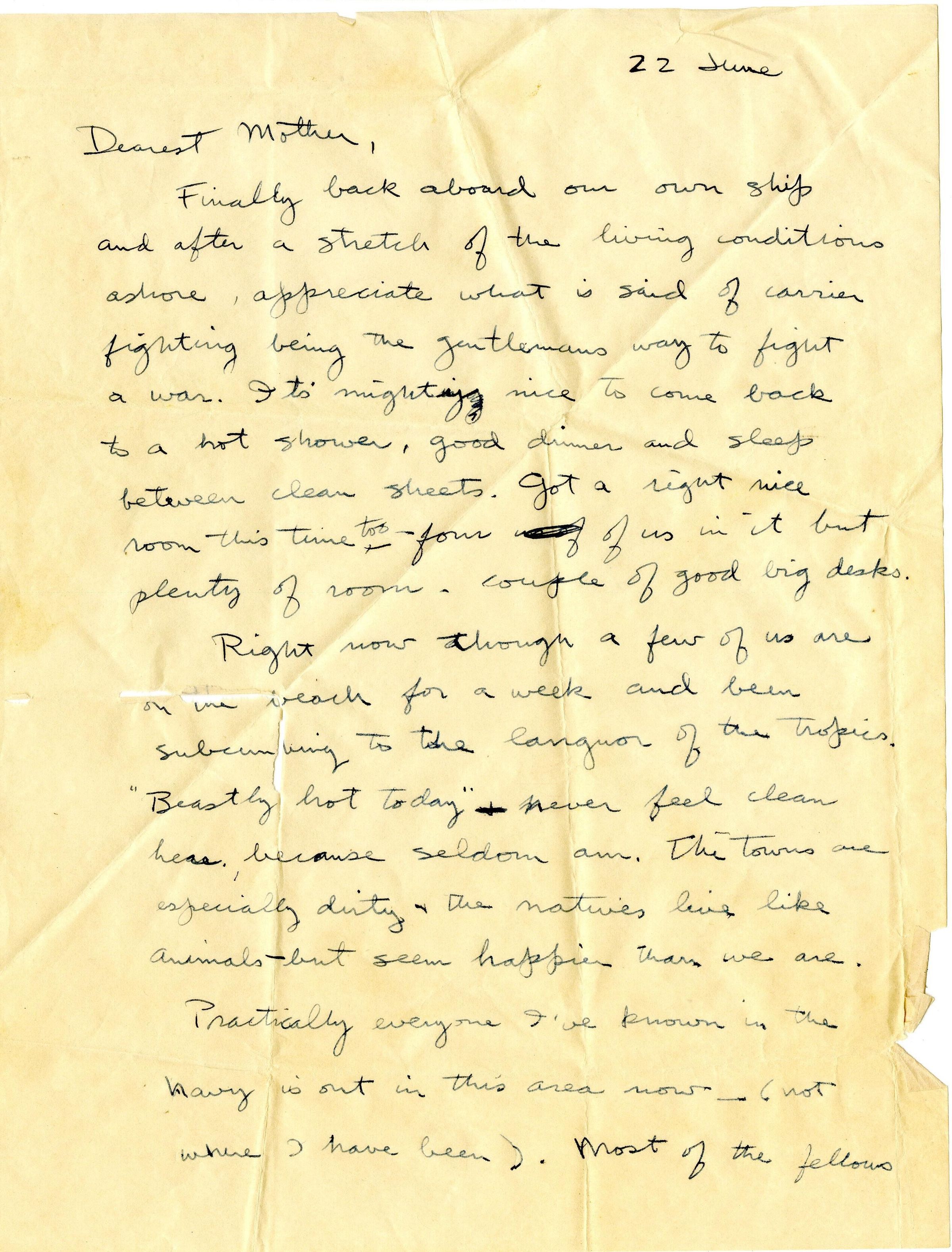 Primary Image of Letter from Lt. Gerald Hennesy to His Mother Dated June 22, 1945