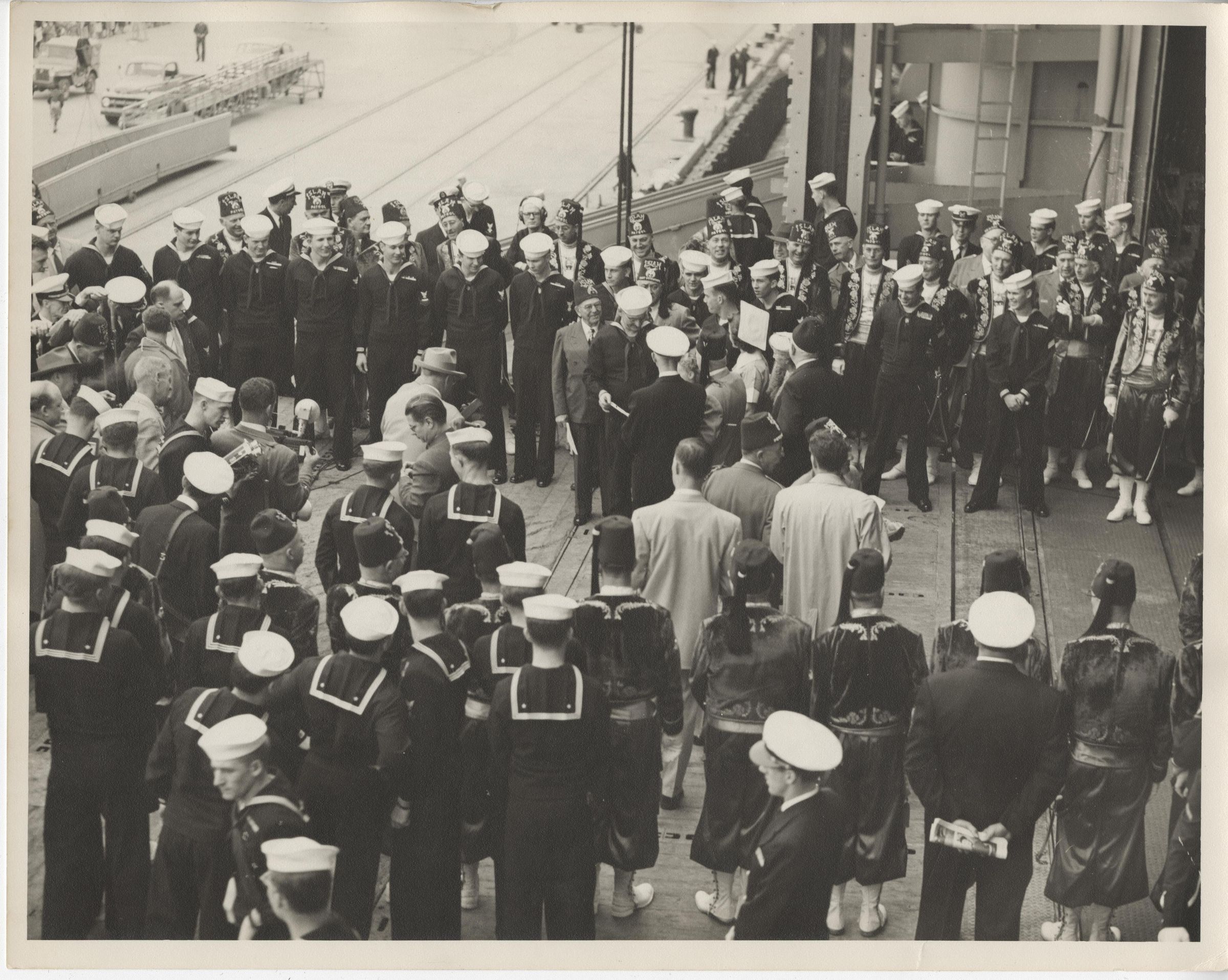 Primary Image of West Coast Shriners Come Onboard the USS Yorktown (CVA-10)