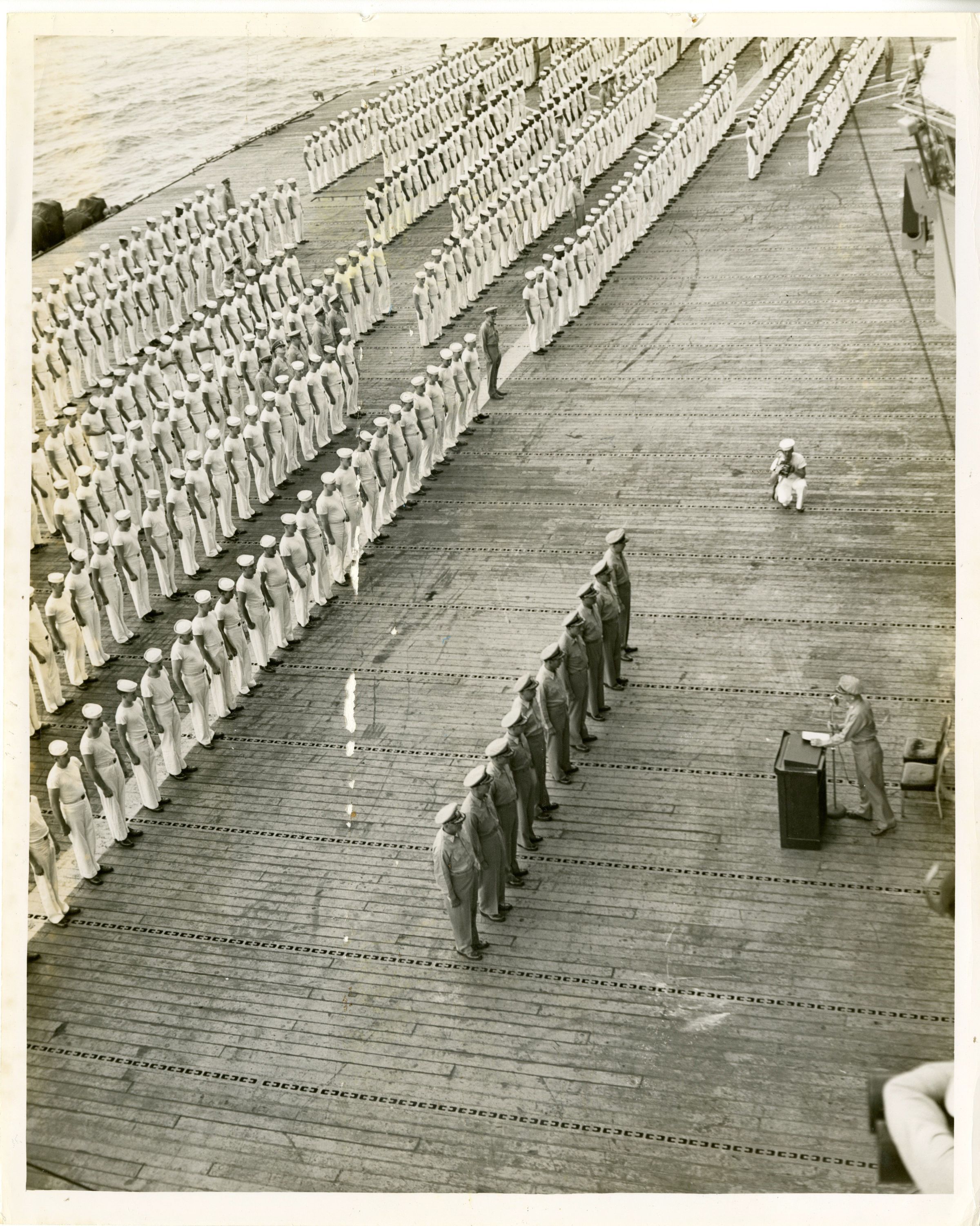 Primary Image of View of Yorktown's Flight Deck During the Changing of Command Ceremony