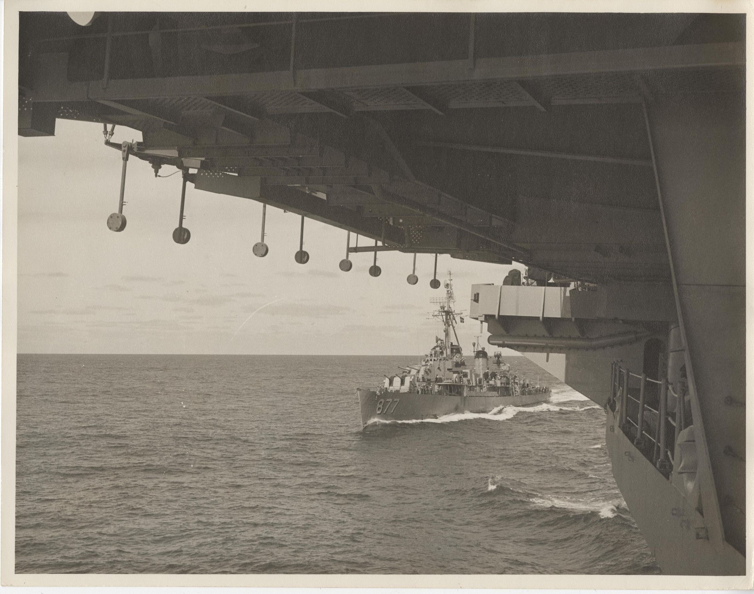 Primary Image of USS Yorktown (CVA-10) Refueling the USS Perkins (DD-877)