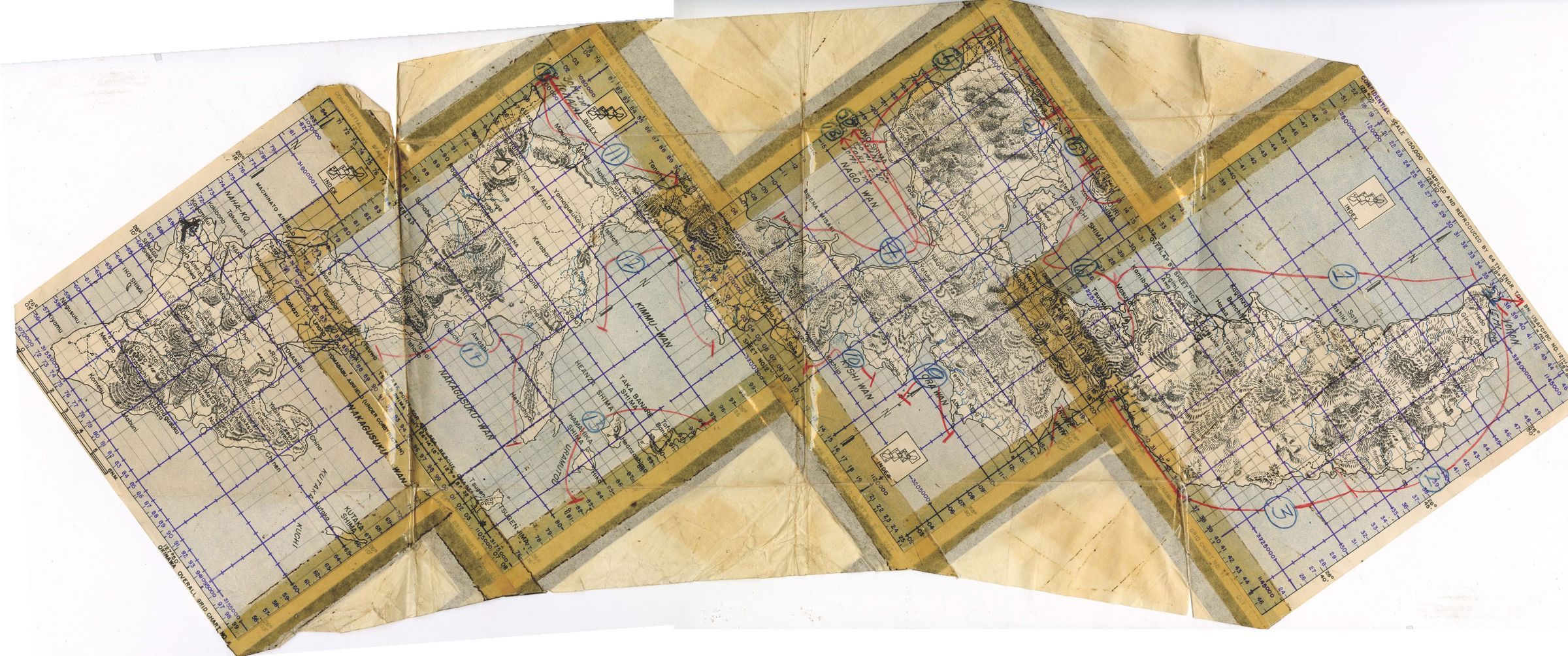 Primary Image of Taped Together Aviator's Map of Okinawa