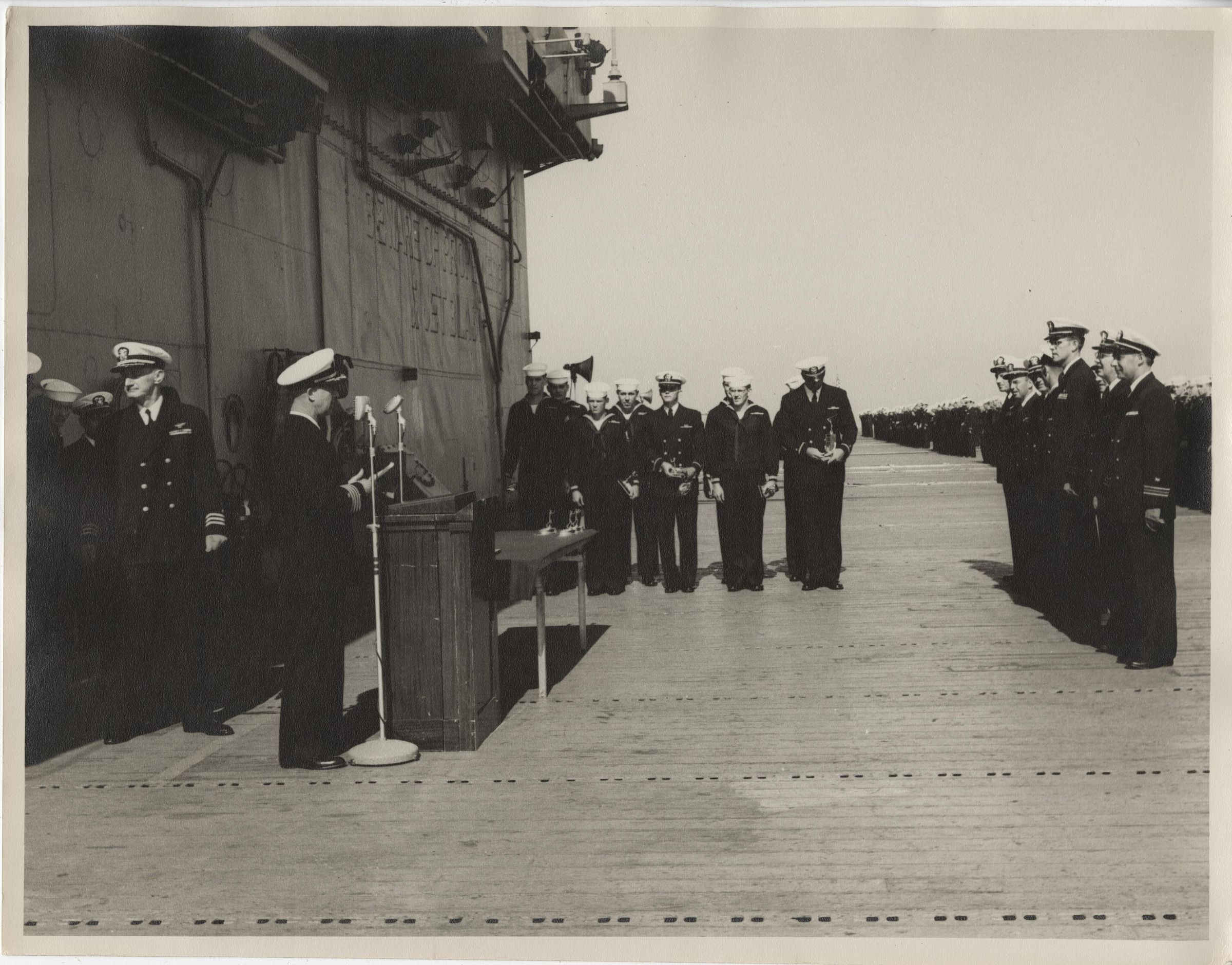 Primary Image of Trophies are Presented on the Flightdeck of the USS Yorktown (CVA-10)