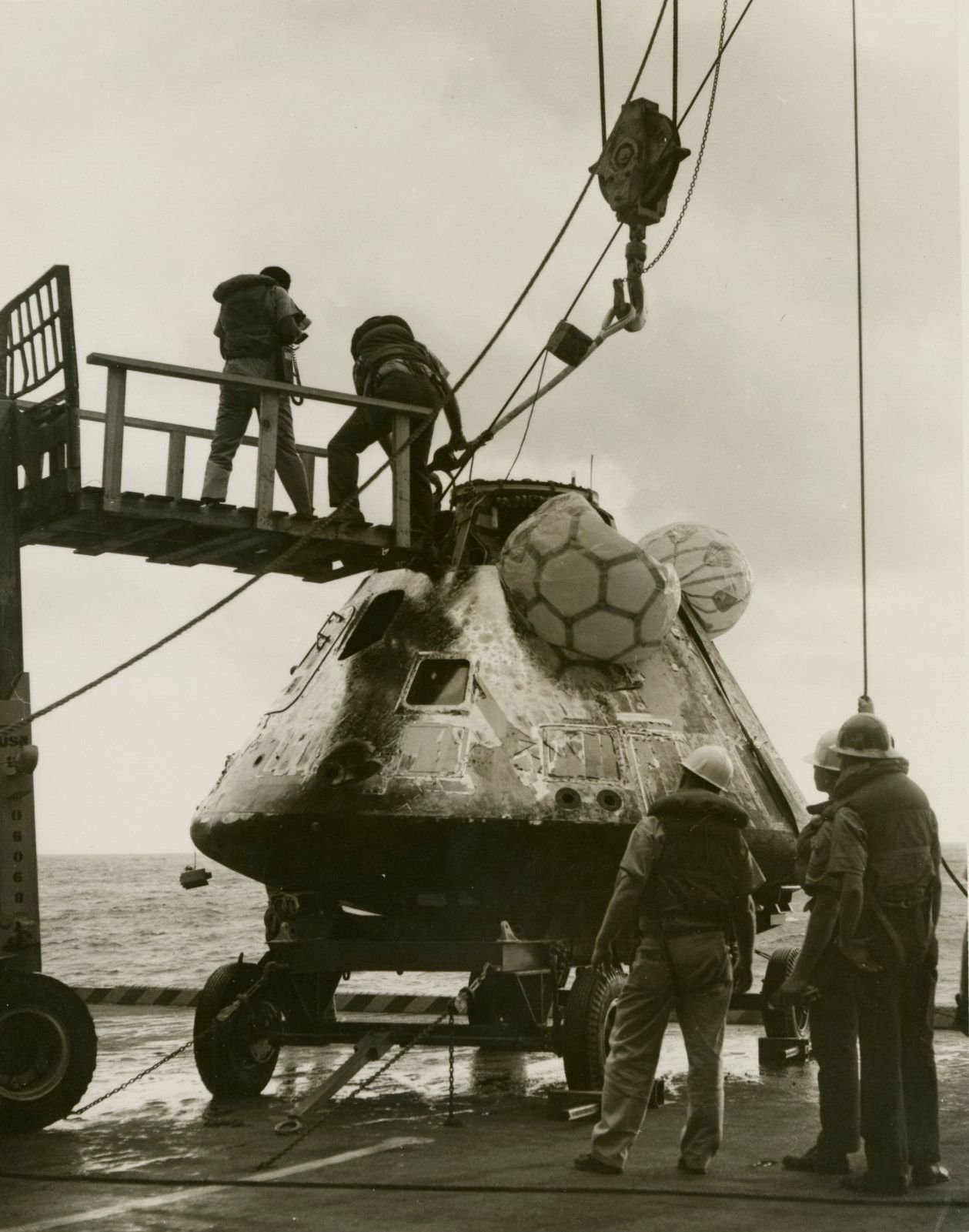 Primary Image of The Apollo 8 Capsule is Brought Aboard