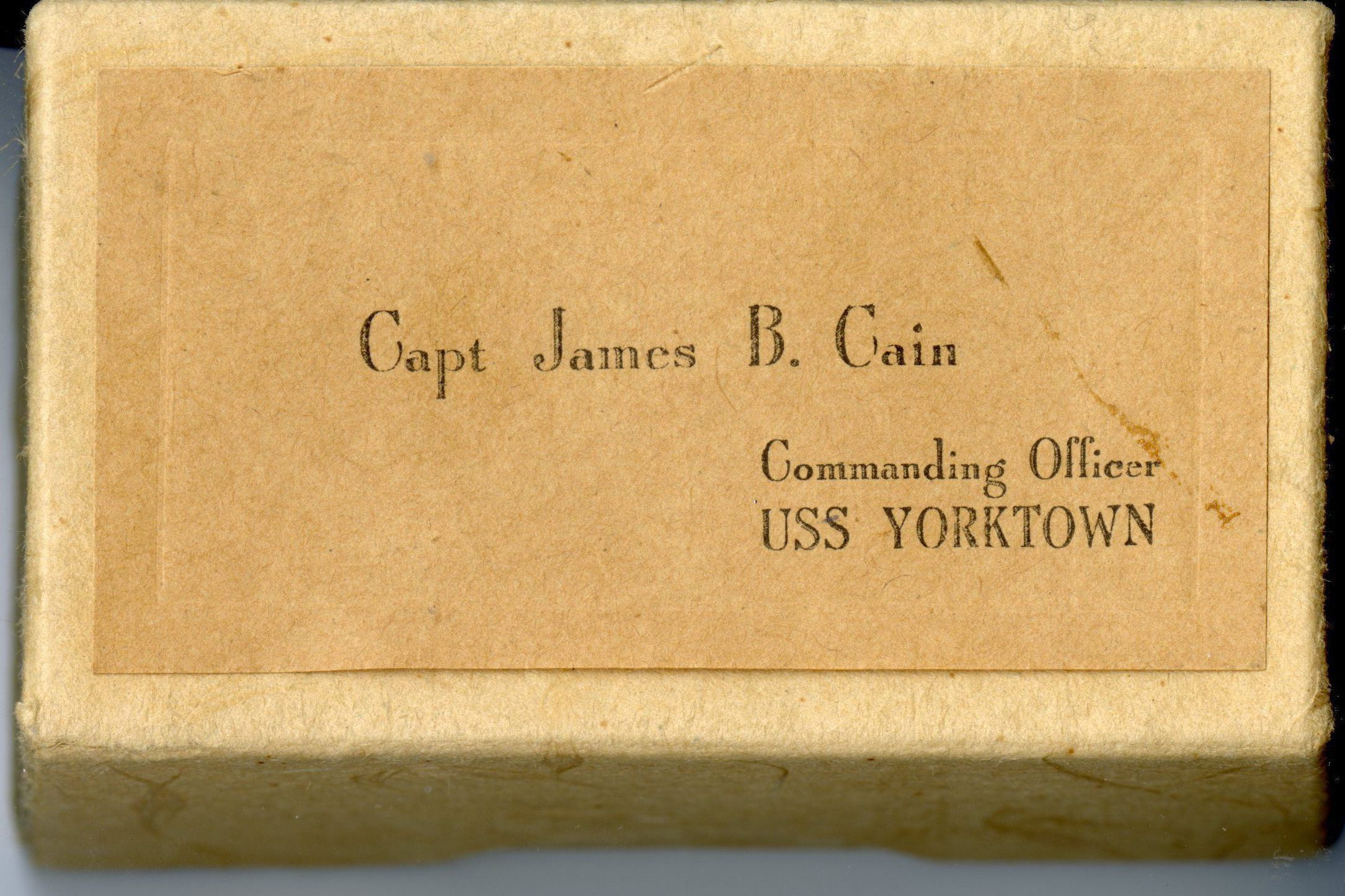 Primary Image of Calling Cards Belonging to James B. Cain While he was the Commanding Officer of The USS Yorktown (CVS-10)