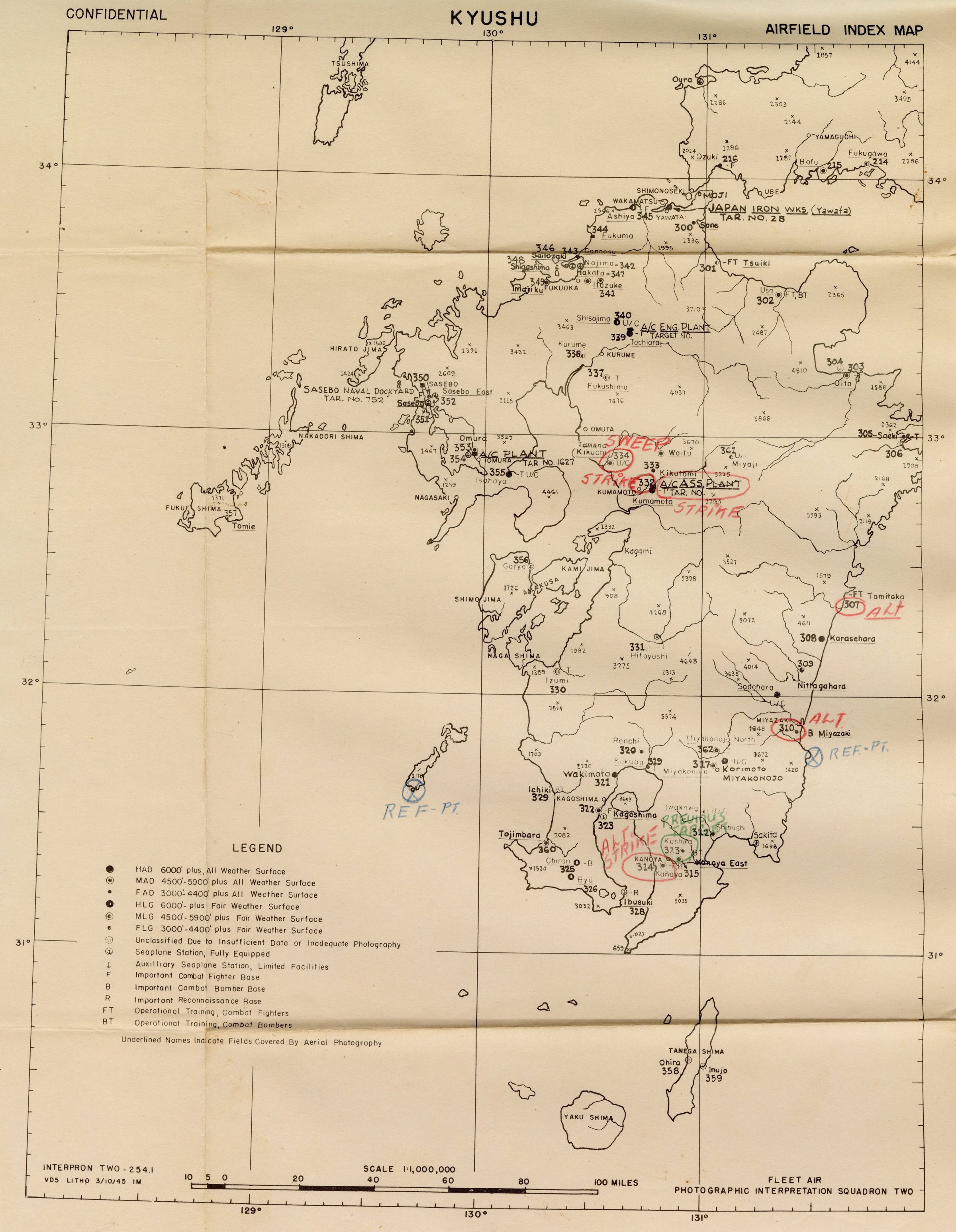 Primary Image of Airfield Index Map for Kyushu, Japan