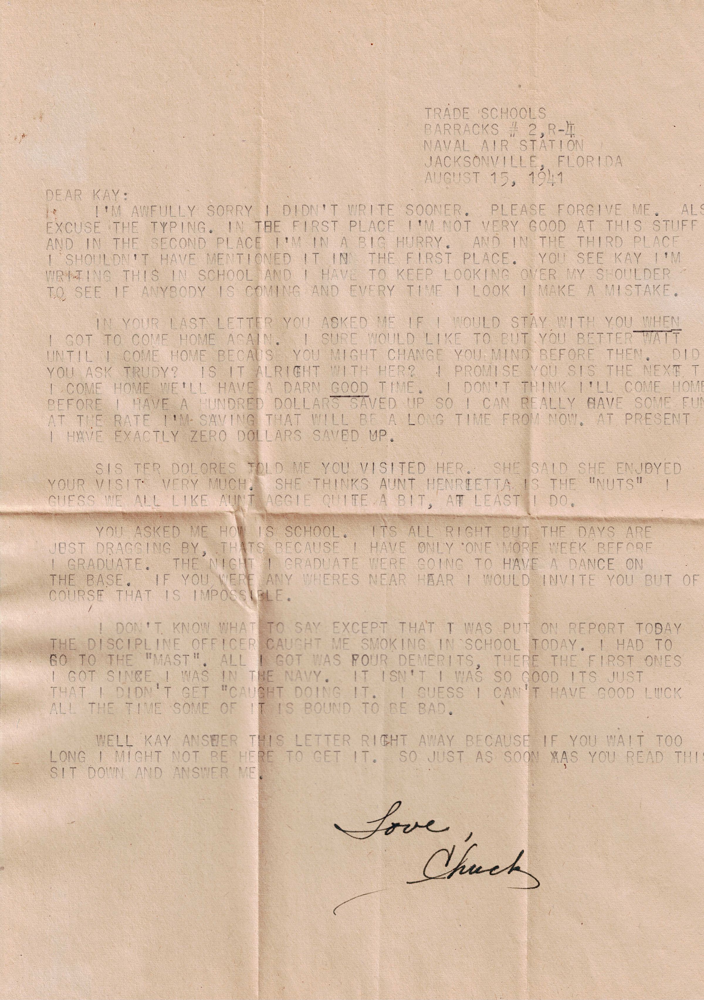 Primary Image of Letter from Charles Bonness to His Sister, August 15, 1941