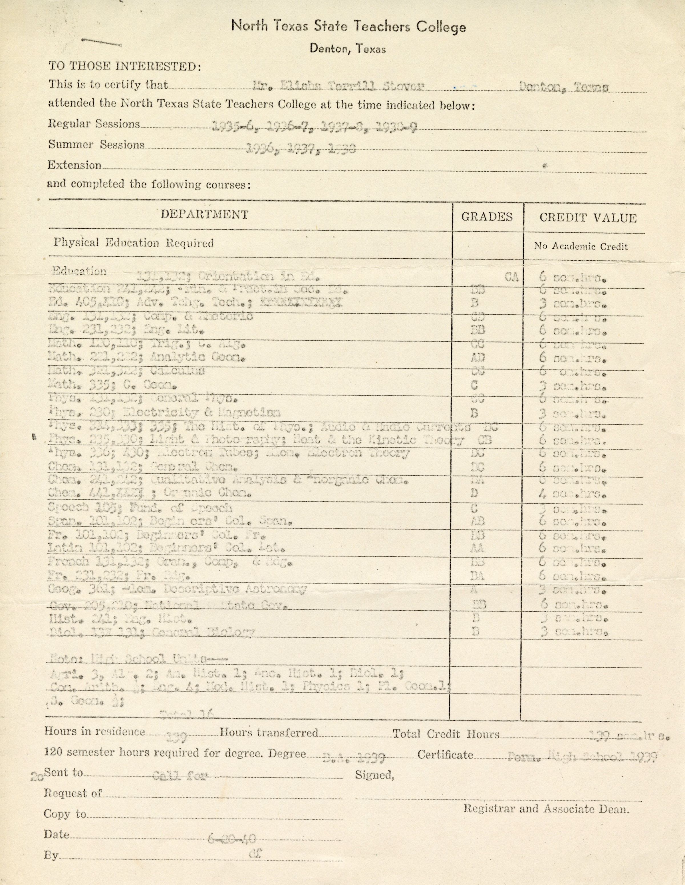 Primary Image of College Academic Record of Elisha 