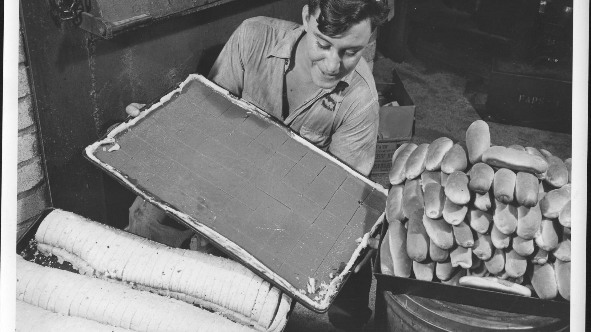 Solider cooking bread