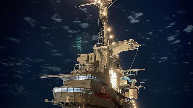 Picture of the USS Yorktown at night
