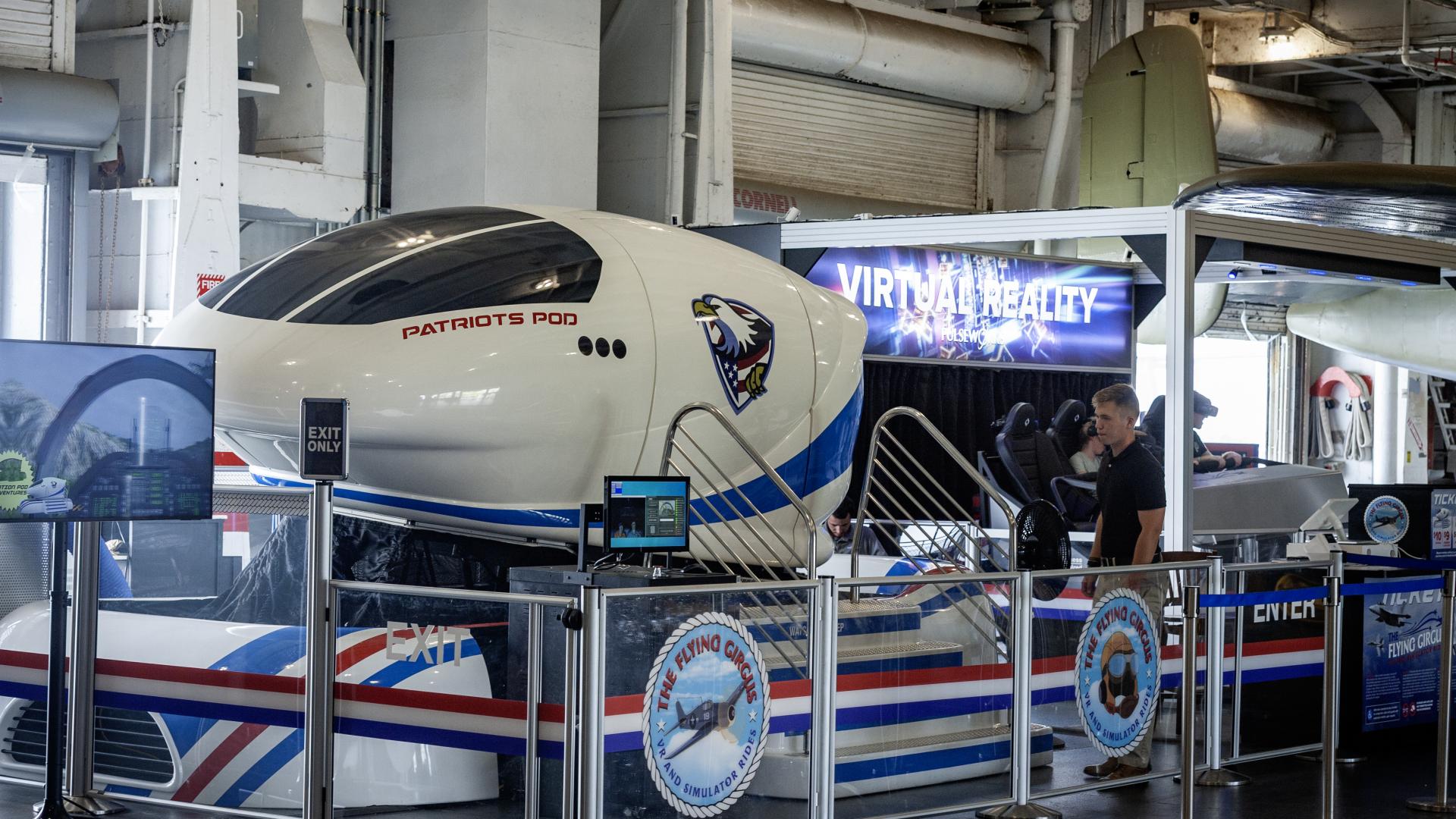 View of the simulator and virtual reality rides on the USS Yorktown.