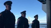 Three soldiers stand next to each other at the 2019 Yorktown Crew Reunion Brings more than 300 to Patriots Point