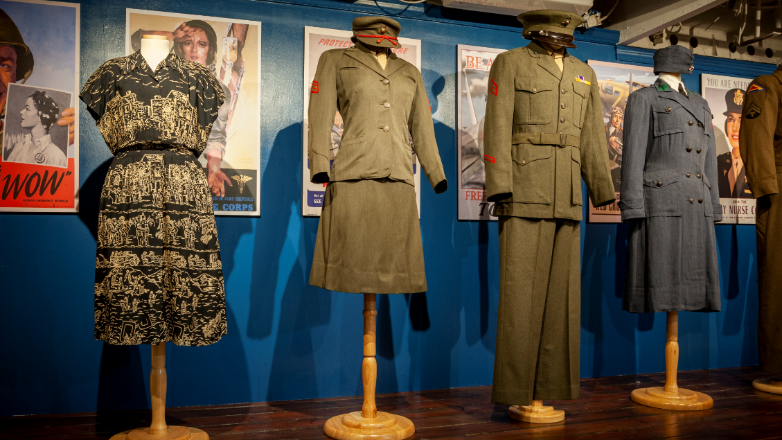 Five uniforms are shown