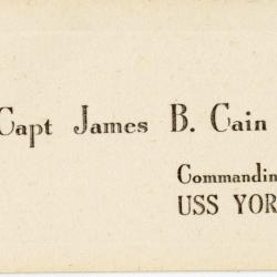 Alternative Image of Calling Cards Belonging to James B. Cain While he was the Commanding Officer of The USS Yorktown (CVS-10)