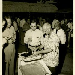Primary Image of Captain McKechnie Viewing His Farewell Gifts