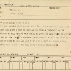Primary Image of Message From Combat Task Group 51.5 to the USS Laffey (DD-724)