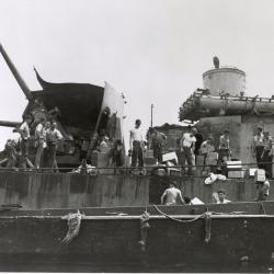 Primary Image of View of the Port Side of the USS Laffey (DD-724) Following the Kamikaze Attacks