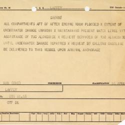 Alternative Image of Message from the USS Laffey (DD-724) to Combat Task Force 51.15 Dated April 16, 1945