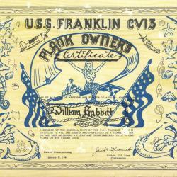 Primary Image of USS Franklin (CV-13) Plank Owner Certificate