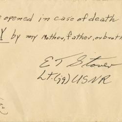 Alternative Image of Elisha "Smokey" Stover's "Open in Case of Death" Letter Dated August 5, 1942