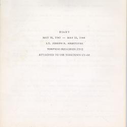 Primary Image of Shipboard Diary of Joseph Kristufek While Aboard the USS Yorktown (CV-10) and an Accompanying Summary of Air Group Five's Accomplishments