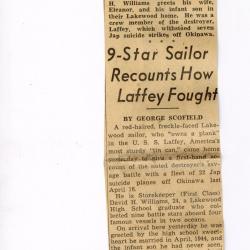 Primary Image of "9-Star Sailor Recounts How Laffey Fought" Newspaper Article by George Scofield