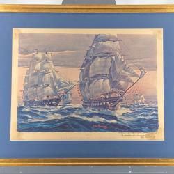 Alternative Image of "USS Constitution and USS United States" Inscribed Print