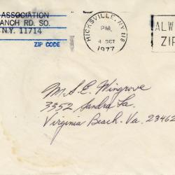 Primary Image of Letter From the Laffey Association to Samuel Wingrove Dated October 1977
