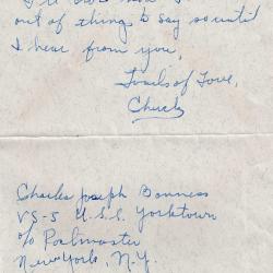 Alternative Image of Letter from Charles Bonness to His Sister, December 26, 1941
