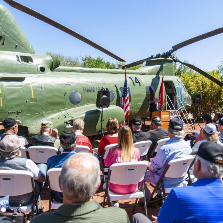 Vietnam Veterans speaking to a crowd