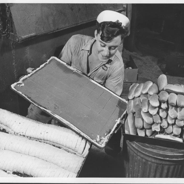 Solider cooking bread