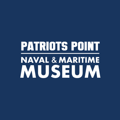 Patriots Point Naval & Martime Museum logo in white lettering over navy blue background