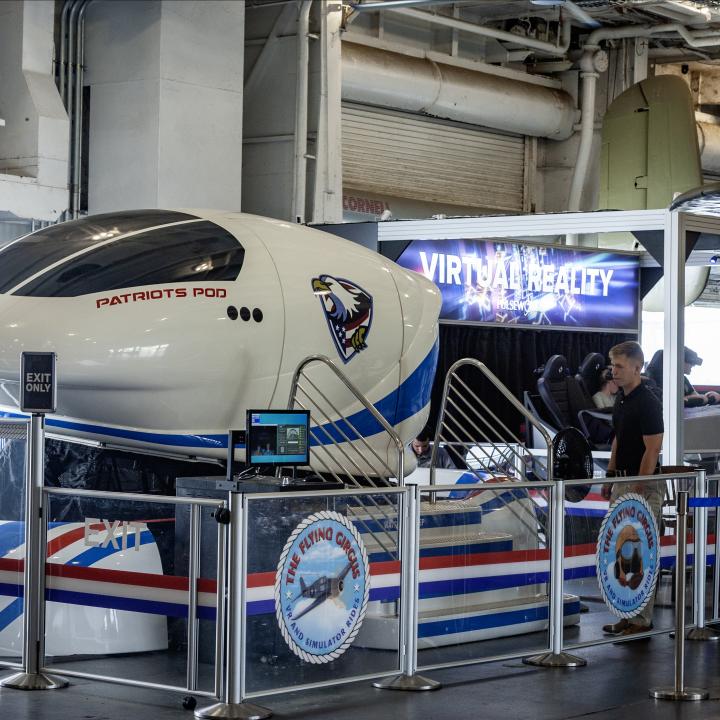View of the simulator and virtual reality rides on the USS Yorktown.
