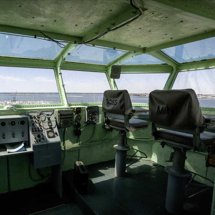 View of the flight deck from the seats of the Pry Fly